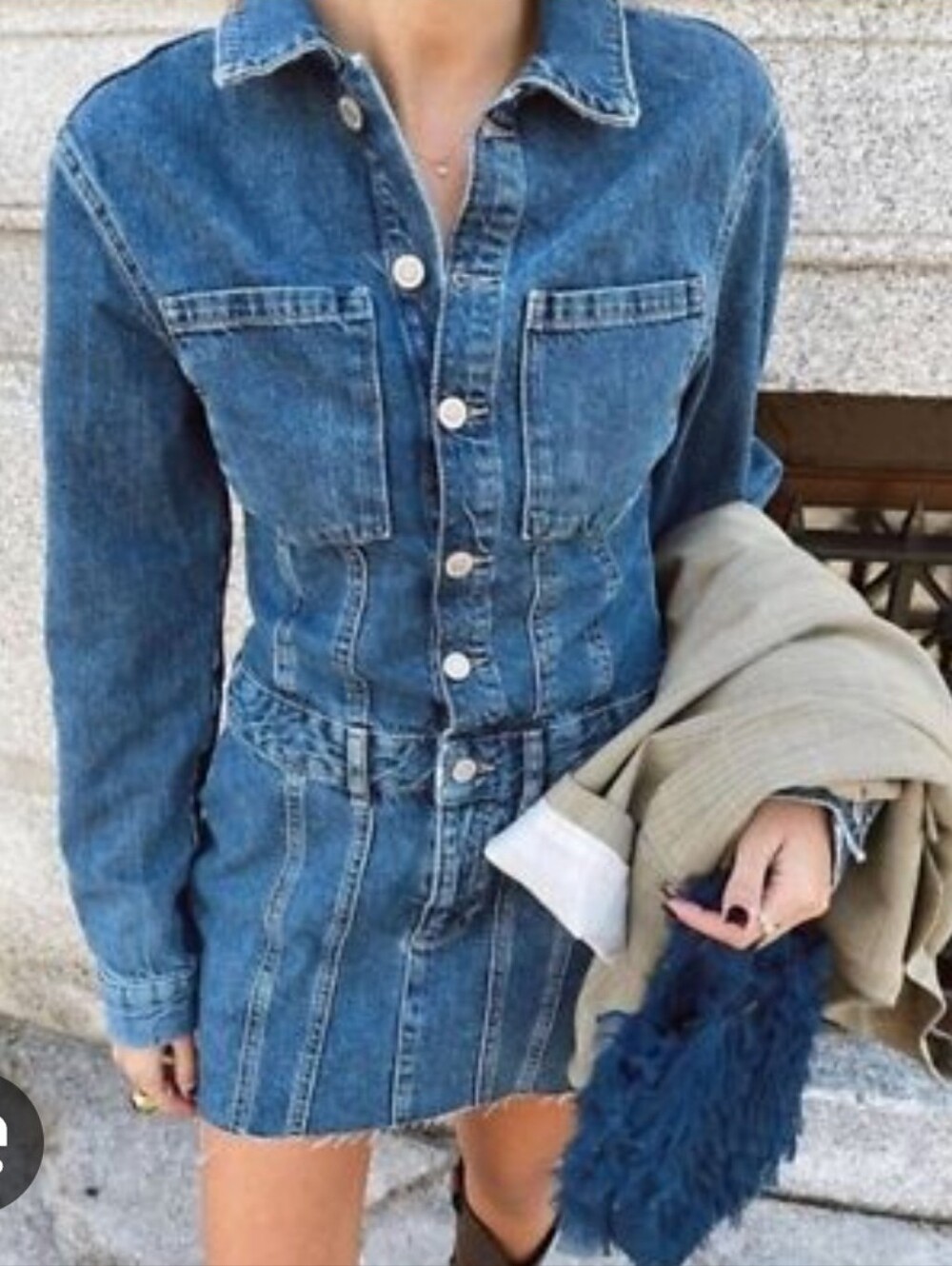 Zara Denim Button-Front Mini Skirt Dress XS